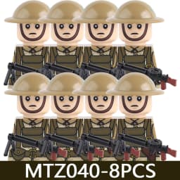 MOC Military Series WW1 Prussian British Soldier Figures Building Blocks Army Infantry Warrior Backpack Accessories Bricks Toys