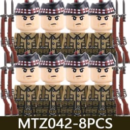 MOC Military Series WW1 Prussian British Soldier Figures Building Blocks Army Infantry Warrior Backpack Accessories Bricks Toys