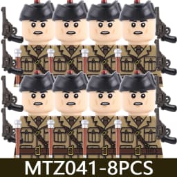 MOC Military Series WW1 Prussian British Soldier Figures Building Blocks Army Infantry Warrior Backpack Accessories Bricks Toys