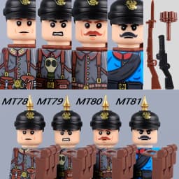 MOC Military Series WW1 Prussian British Soldier Figures Building Blocks Army Infantry Warrior Backpack Accessories Bricks Toys