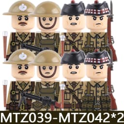 MOC Military Series WW1 Prussian British Soldier Figures Building Blocks Army Infantry Warrior Backpack Accessories Bricks Toys
