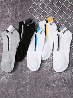 30Pairs Men's Color-block Mesh Breathable Ankle Socks Absorb Sweat Casual Sports Short Socks for Men