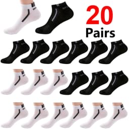 30Pairs Men's Color-block Mesh Breathable Ankle Socks Absorb Sweat Casual Sports Short Socks for Men