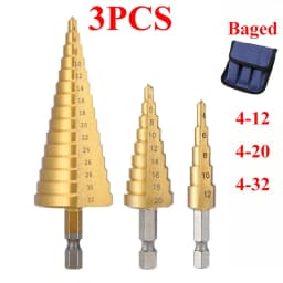 3-13/35mm 4-12/20/32mm Titanium Plated Hex Handle Step Drill Multi Functional Pagoda Drill Irregular Drill Bit Drilling Tool