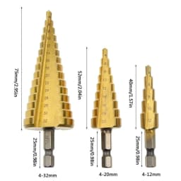 3-13/35mm 4-12/20/32mm Titanium Plated Hex Handle Step Drill Multi Functional Pagoda Drill Irregular Drill Bit Drilling Tool