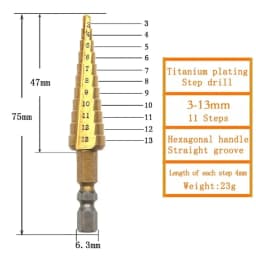 3-13/35mm 4-12/20/32mm Titanium Plated Hex Handle Step Drill Multi Functional Pagoda Drill Irregular Drill Bit Drilling Tool