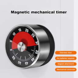 Stainless Steel Mechanical Kitchen Timer 60-Minute Countdown Magnetic Alarm Reminder for Cooking & Student Study