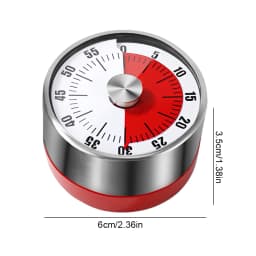 Stainless Steel Mechanical Kitchen Timer 60-Minute Countdown Magnetic Alarm Reminder for Cooking & Student Study