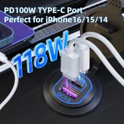 118W Aluminum 12V USB C Laptop Outlet PD 100W Port & QC3.0 18W Car Charger Socket Fast Charging for RV MarineTruck Boat Golf