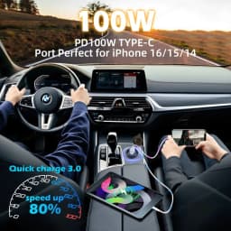 118W Aluminum 12V USB C Laptop Outlet PD 100W Port & QC3.0 18W Car Charger Socket Fast Charging for RV MarineTruck Boat Golf
