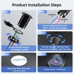 118W Aluminum 12V USB C Laptop Outlet PD 100W Port & QC3.0 18W Car Charger Socket Fast Charging for RV MarineTruck Boat Golf