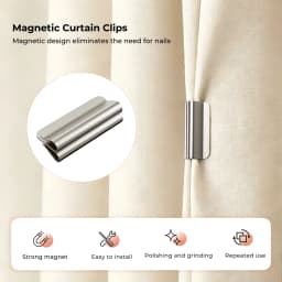 Magnetic Curtain Clips, Drill-Free Fasteners. Powerful Magnetic Hold Design. Suitable for Living Room and Bedroom Curtains