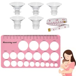 Flange Sizing Kit with 5PCS Flange Inserts 13/15/17/19/21mm for 24mm Flange of Most Pumps Breastfeeding Essential Pumping Kit