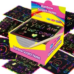 50/100-Piece Scratch Art Kit with Rainbow Magic Paper Tape 2 Bamboo Pens Black Scratch Paper Christmas Birthday Gift Cards