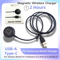 Magnetic Wireless Charger for Samsung Galaxy Watch 8/7/6Classic/5/5 Pro/4/3/Active2 USB-A/C Smart Watch Charging Cable Dock