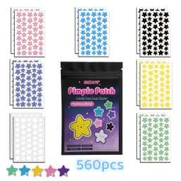 560/1120/1680pcs Vibrant Star Acne Patches, Fun Hydrocolloid Stickers, Covers Pimples & Blemishes, Travel & Skin-Safe