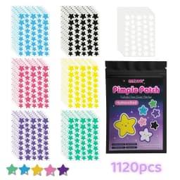 560/1120/1680pcs Vibrant Star Acne Patches, Fun Hydrocolloid Stickers, Covers Pimples & Blemishes, Travel & Skin-Safe