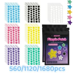 560/1120/1680pcs Vibrant Star Acne Patches, Fun Hydrocolloid Stickers, Covers Pimples & Blemishes, Travel & Skin-Safe