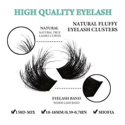MIOFIA Eyelash Clusters 150D 100D 80D 50D Thick Lashes Mixed Length Tray Natural DIY Eyelash Extension 3D Faux Mink Lash Makeup