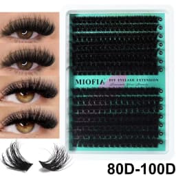 MIOFIA Eyelash Clusters 150D 100D 80D 50D Thick Lashes Mixed Length Tray Natural DIY Eyelash Extension 3D Faux Mink Lash Makeup