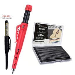 New Creative 55mm Long Head Carpenters Pencil Set With 50Lead Refills, 2.8mm Woodworking Marking Pen Architect Drawing Tool