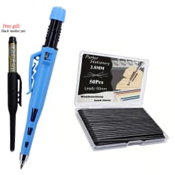 New Creative 55mm Long Head Carpenters Pencil Set With 50Lead Refills, 2.8mm Woodworking Marking Pen Architect Drawing Tool