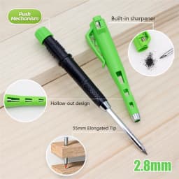 New Creative 55mm Long Head Carpenters Pencil Set With 50Lead Refills, 2.8mm Woodworking Marking Pen Architect Drawing Tool
