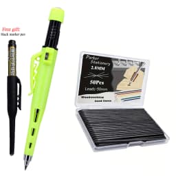 New Creative 55mm Long Head Carpenters Pencil Set With 50Lead Refills, 2.8mm Woodworking Marking Pen Architect Drawing Tool