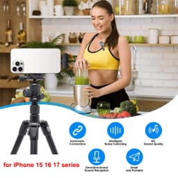 Wireless Lavalier Lapel Microphone for iPhone, iPad, Mini Video Recording Mic for Interview Video Podcast Vlog Noise Reduction