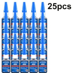0.7Oz-20G 480 Black Ultra-Fast-Drying Black Cyanoacrylate Plastic Wood Metal Tire Rubber Shoe Tire Liquid Strong Adhesive Repair Glue Includes 1-25 Pieces of Glue Tubes