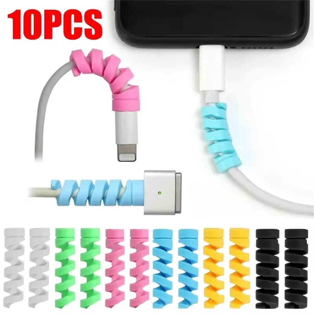 10PCS Spiral Cable Protector Winder Soft Silicone Cable Winder Clip Saver Cover For Android Phone Mouse Earphone Wire Protection