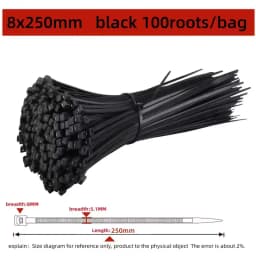 100 PCS Self-locking Plastic Nylon Tie Black Fastening Strap Cable-Tie-Set Cable Zip Tie Fastening Ring Zip Wraps Strap Tie
