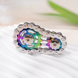 Rainbow Fidget Spinner Zinc Alloy Mechanical Bike Chain Gear Sprocket Flywheel Silent Hand Spinner Iridescent Colorful Stress