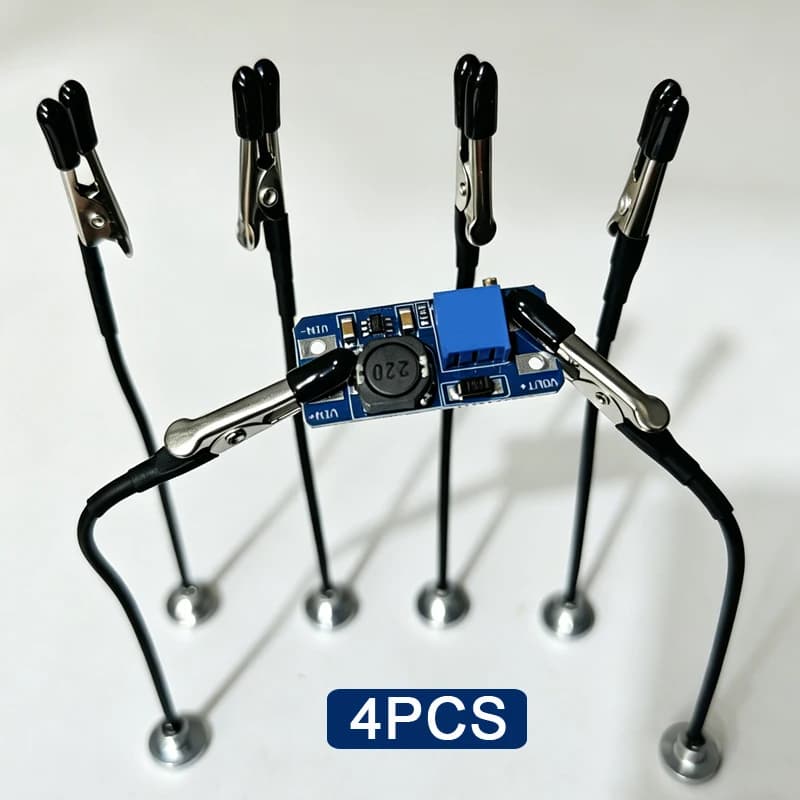 Soldering Third Hand with Strong Magnetic Base, Flexible Arms PCB Holder for Electronics Repair – Alligator Clip Welding Tool