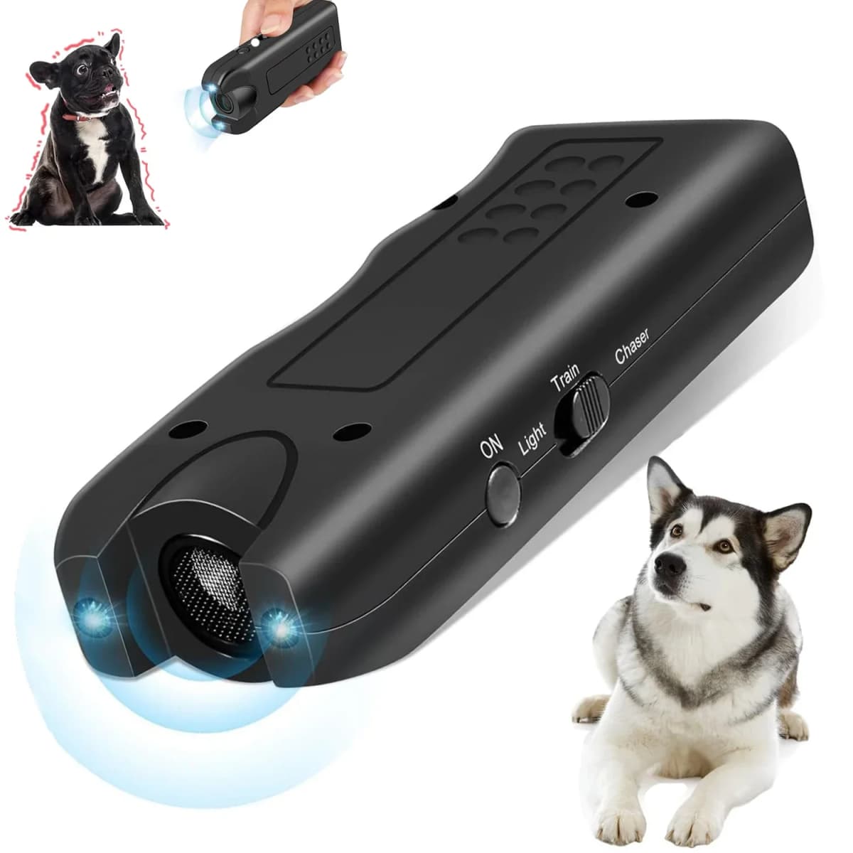 Dog Ultrasonic Repeller Pet Training Device Outdoor Deterrent Chaser Portable Anti-barking Device with LED to Repel Cats & Dogs