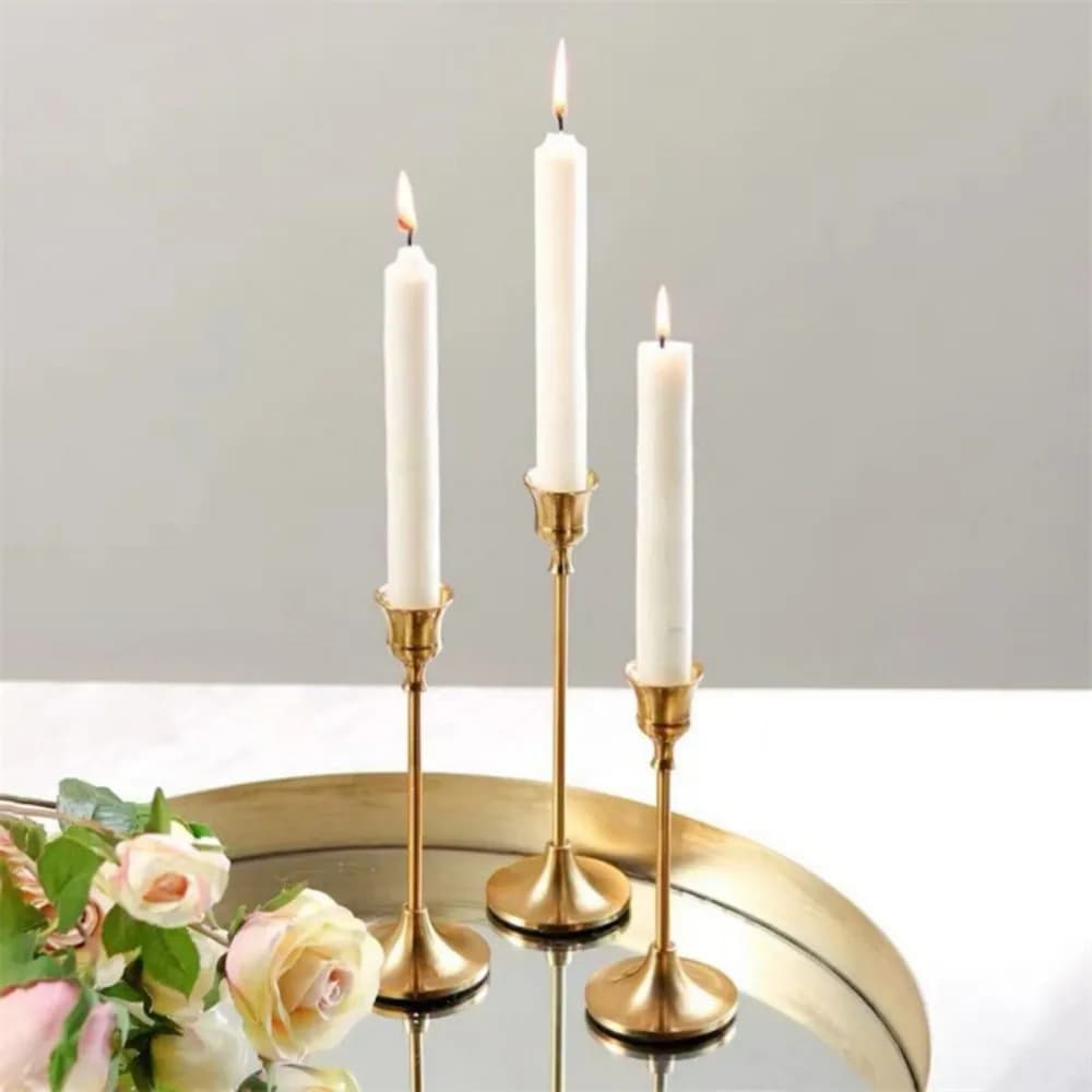 3pcs/set Candle Holders Vintage Candlestick for Party Wedding Decoration Anniversary Europe Style Old Ornaments for Home Hotel