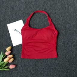 Women's Square Neck Deep Open Back Halter Bralette - Thick Straps, Slim-Fit, Removable Pads, Outerwear-Friendly