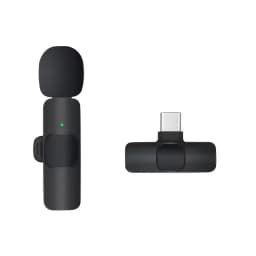 Basix Mini Wireless Lavalier Microphone Noise Cancelling for iPhone Android Cameras - Portable Wireless Mic for Live Interviews