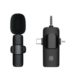 Basix Mini Wireless Lavalier Microphone Noise Cancelling for iPhone Android Cameras - Portable Wireless Mic for Live Interviews