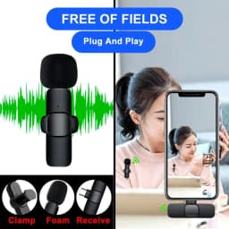Basix Mini Wireless Lavalier Microphone Noise Cancelling for iPhone Android Cameras - Portable Wireless Mic for Live Interviews