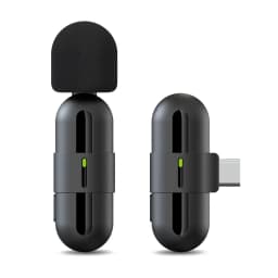 Basix Mini Wireless Lavalier Microphone Noise Cancelling for iPhone Android Cameras - Portable Wireless Mic for Live Interviews
