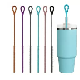 Straw Cleaner Brush Extra Long Silicone for Cups Reusable Straws Deep Cleaning Flexible Bristles Dishwasher Safe
