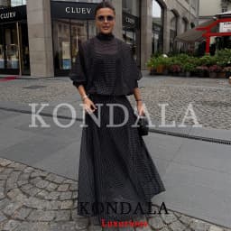KONDALA Vintage Polka Dot Women Sets Chiffon Bow Tie Loose Blouses Loose Long Skirts Fashion 2026 Spring Summer Holiday Suits