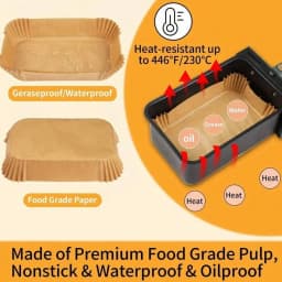 50-200Pcs Disposable Air Fryer Paper Rectangle Kitchen Baking Airfryer Mat Oilproof Micro-wave Barbecue Baking Paper Accessories