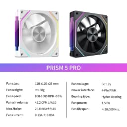 LDPCSJ Prism 5 Pro 120mm RGB Fan ARGB PC Case Ventiladores 4PIN PWM 5V-3PIN CPU Water Cooler Gaming PC Cooling Kit RGB Fans