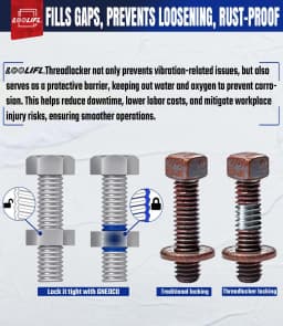 243-271 Medium to High Strength Thread Locking Agent, Thread Adhesive, Waterproof, Anti-Vibration, Anti-Corrosion, and Highly Stable