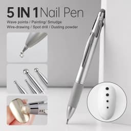 YIKOOLIN 5-in-1 Nail Dotting Pen Art Tools Ballpoint Pen Design Nail Art Tip Dot Paint Manicure Kit for Home And Salon Use