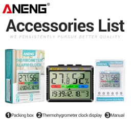 Digital Thermohygrometer Clock ANENG AP01 Snooze Alarm Mode Air Thermometer Humidity Multi-scenario High Precision Tester Tools