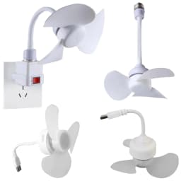 Modern LED Ceiling Fan E27 Base/USB Light Bulb Fan with Socket Hose Extender Small Ceiling Fan Light for Bedroom Living Room