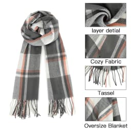Miss Lulu Scarf for Men Plaid Check Winter Warm Soft Wool Scarves with Tassel Large Tartan Wrap